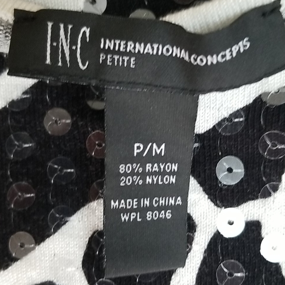 INC Giraffe black/white Sequined embellished Knit Long-sleeve Sweater, Size SP - Picture 14 of 14